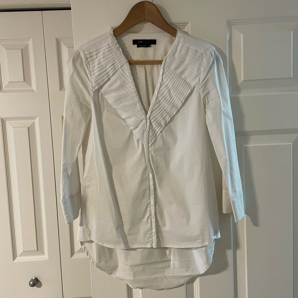 BCBG Maxazria white cotton blouse XXS